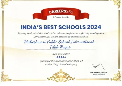Certificate of India's Best School 2024