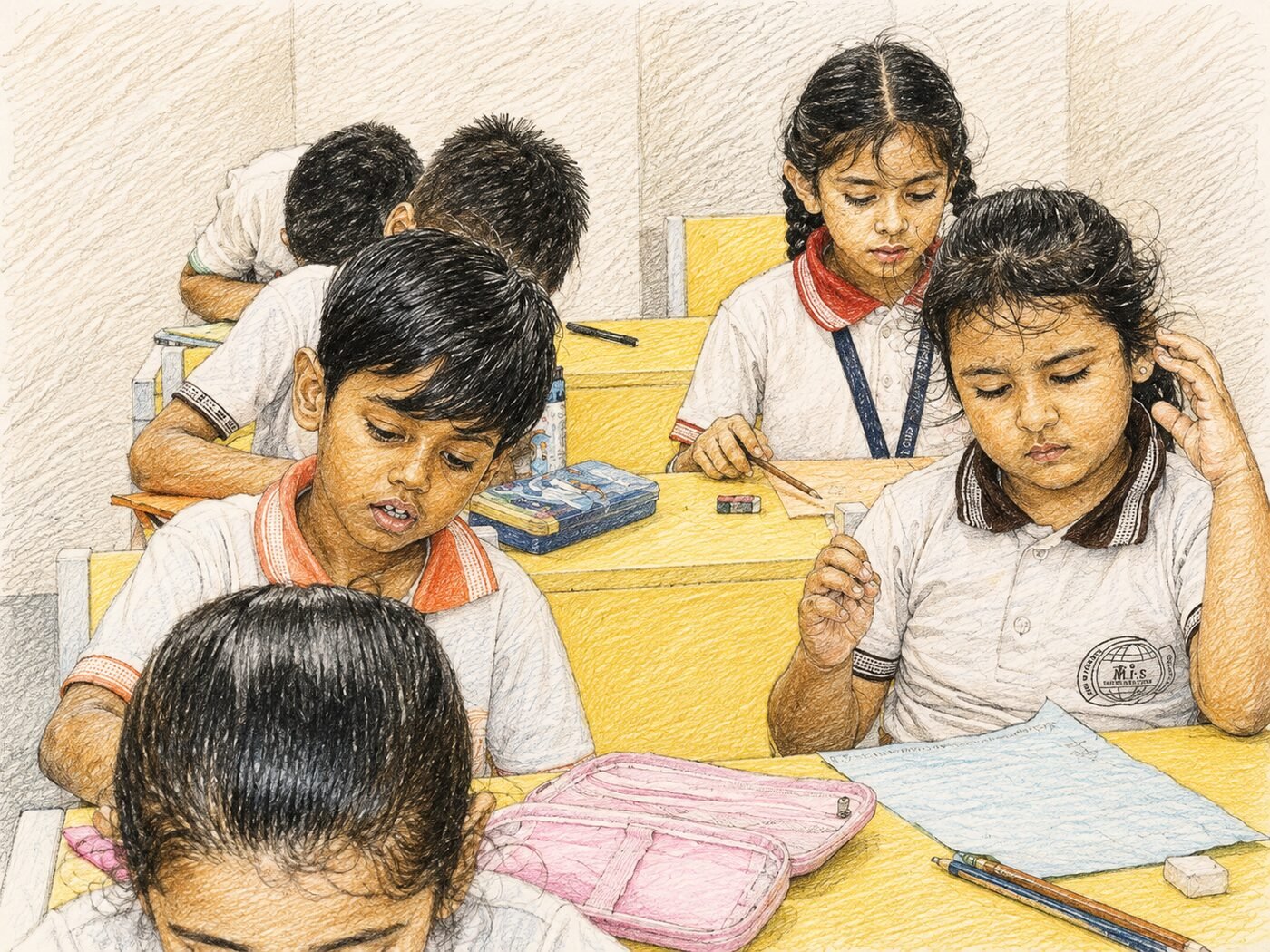 Class IV students at MPS International working together on a classroom activity